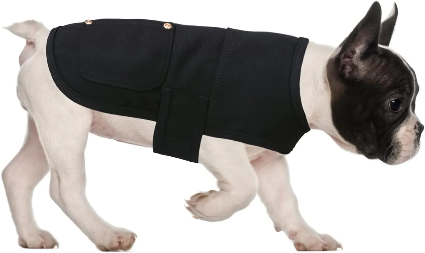 HDE Canvas Dog Vest Waterproof Jacket Cold Weather Coats for S-XL Dogs Black - M