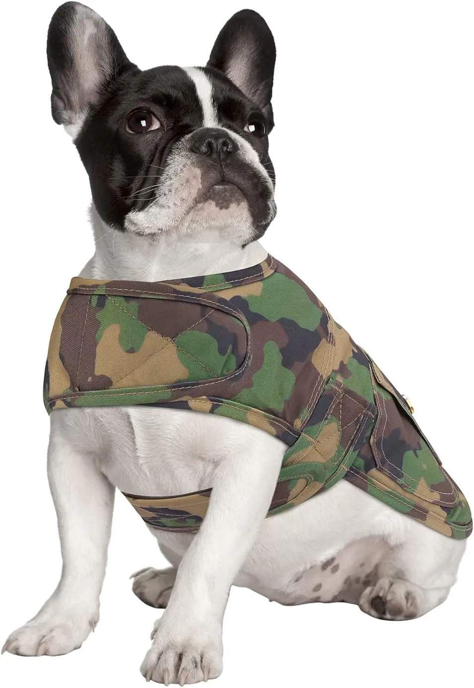 HDE Canvas Dog Vest Waterproof Jacket Cold Weather Coats for S-XL Dogs Duck Camo - M