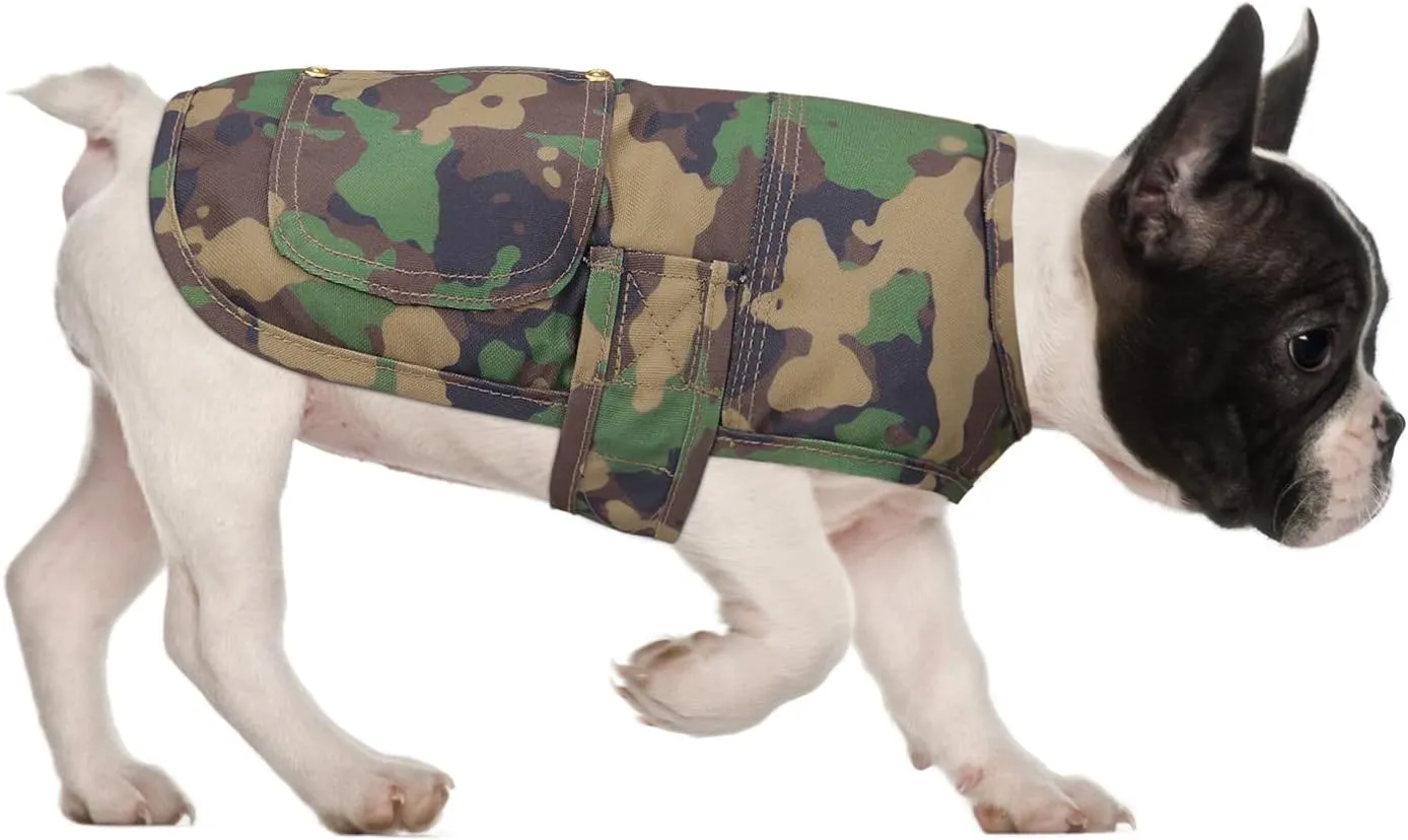 HDE Canvas Dog Vest Waterproof Jacket Cold Weather Coats for S-XL Dogs Duck Camo - M