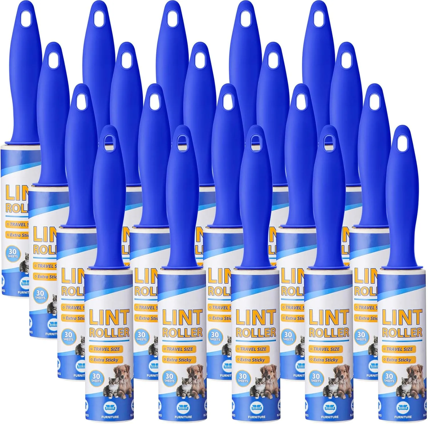 Hushee 20 Pcs Mini Lint Roller Bulk for Travel Small Lint Removers for Pet Hair and Clothes, 20 Rolls, 600 Sheets, Travel Size Removers Sticky Removing Tool for Travel, Gift Bags, Furniture, Car Seat