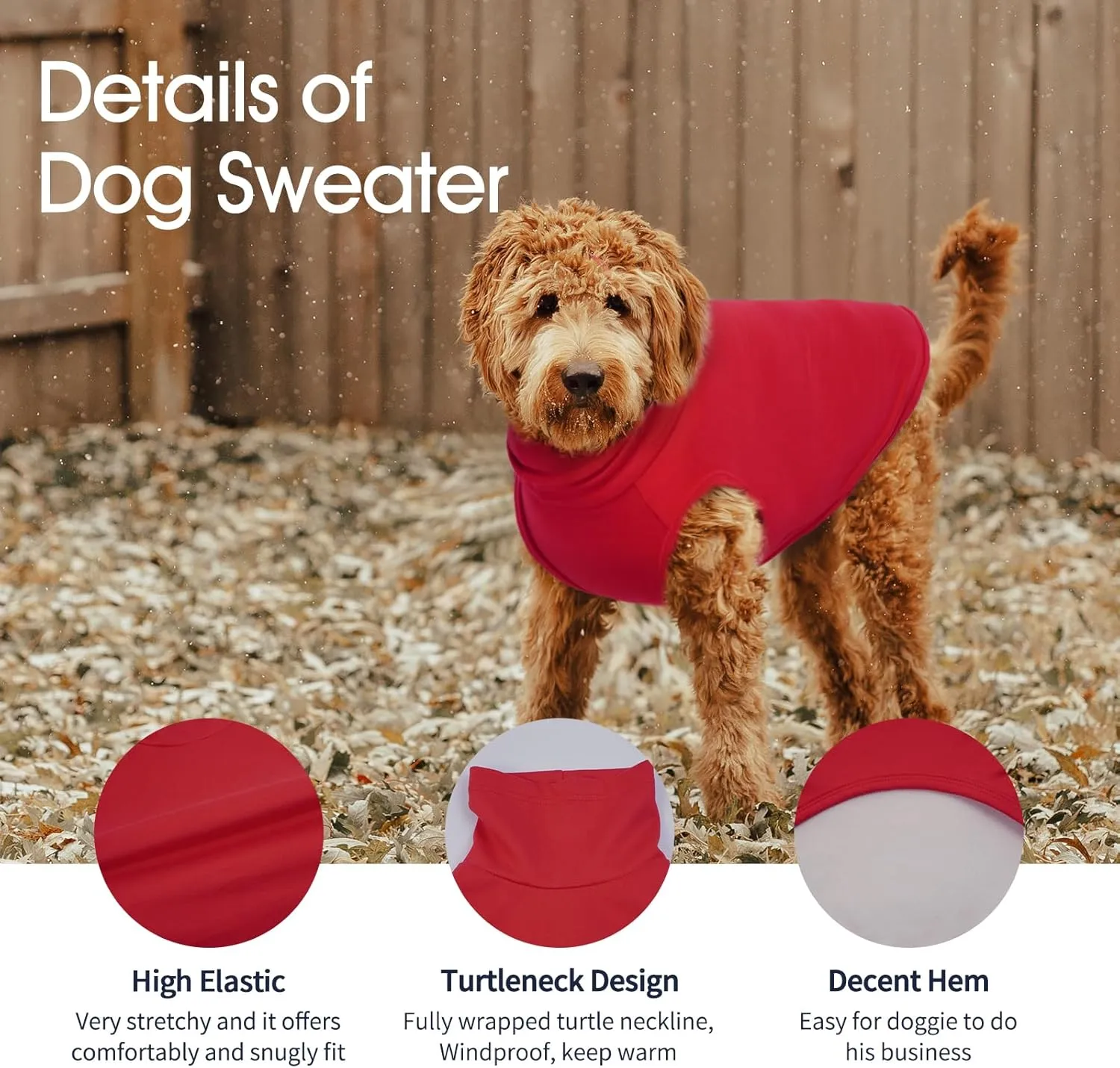 IECOii XL Dog Sweater,Stretch Fleece Vest Dog Sweater - Red,X-Large,Turtleneck Dog Sweater for Large Dogs Girl Boy,Warm Dog Fleece Sweater Extra Large Dog Sweater Dog Sweatshirt,Christmas Dog Sweater