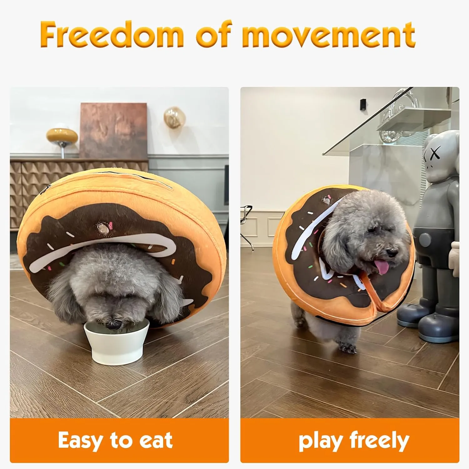 Inflatable Dog Cone, Soft Adjustable Blow up Donut Collar for After Surgery, Small Medium Large Dogs and Cats