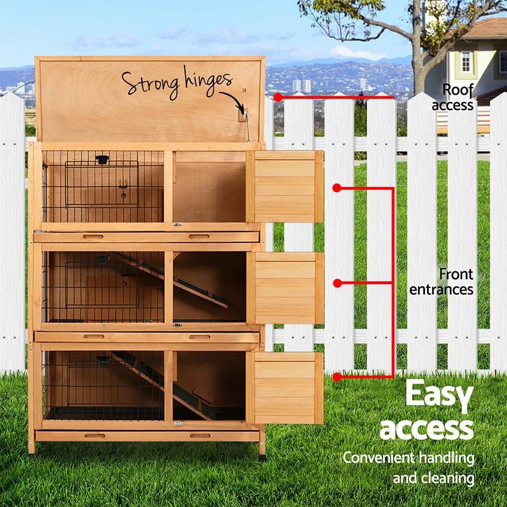 i.Pet Rabbit Hutch Chicken Coop 91.5cm x 46cm x 116.5cm Chicken Coop Large House Cage Run Wooden Outdoor