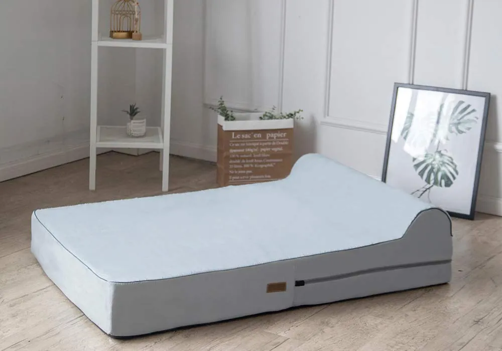 Jumbo Orthopedic Dog Bed - 7-inch Thick Memory Foam Pet Bed with Pillow With Removable Cover & Free Waterproof Liner - For Large Breed Dogs