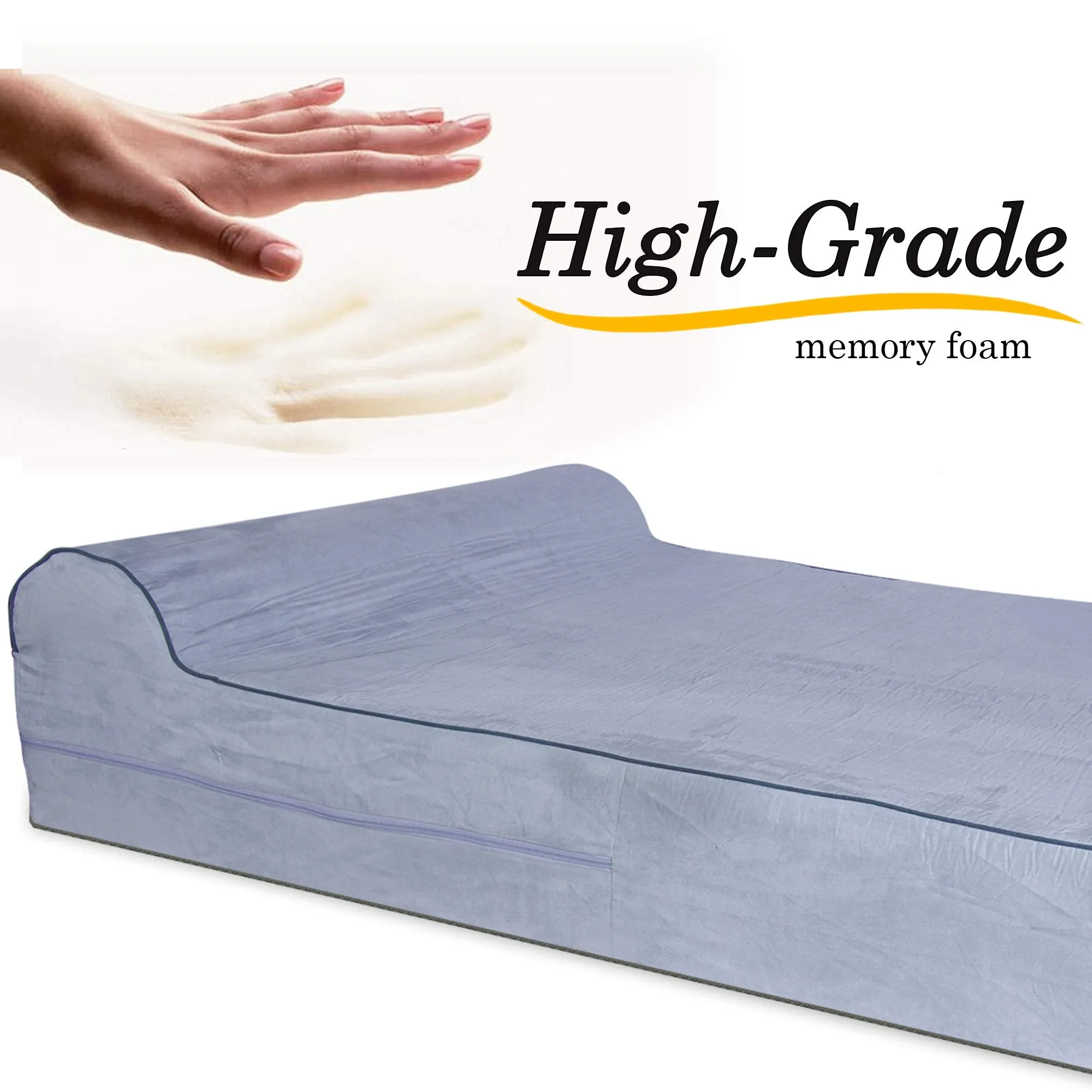 Jumbo Orthopedic Dog Bed - 7-inch Thick Memory Foam Pet Bed with Pillow With Removable Cover & Free Waterproof Liner - For Large Breed Dogs