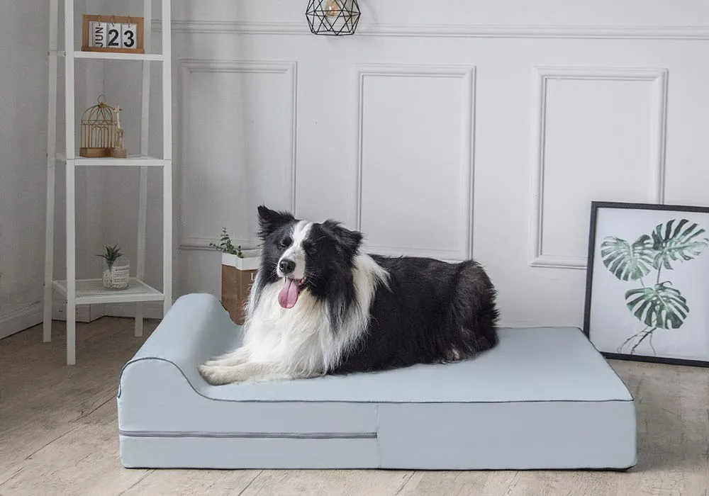 Jumbo Orthopedic Dog Bed - 7-inch Thick Memory Foam Pet Bed with Pillow With Removable Cover & Free Waterproof Liner - For Large Breed Dogs