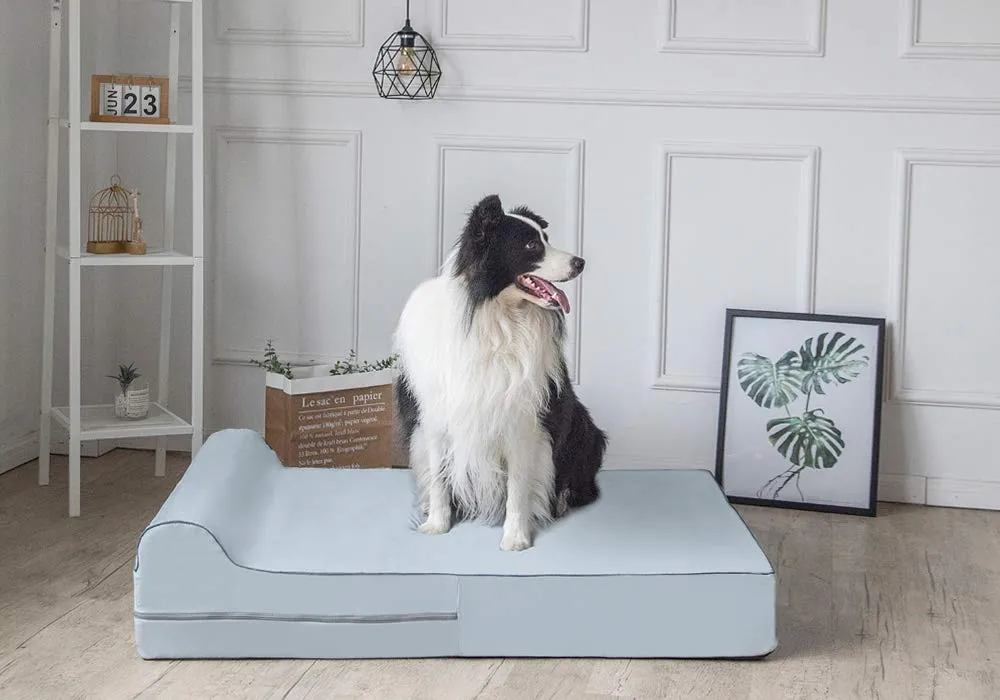 Jumbo Orthopedic Dog Bed - 7-inch Thick Memory Foam Pet Bed with Pillow With Removable Cover & Free Waterproof Liner - For Large Breed Dogs