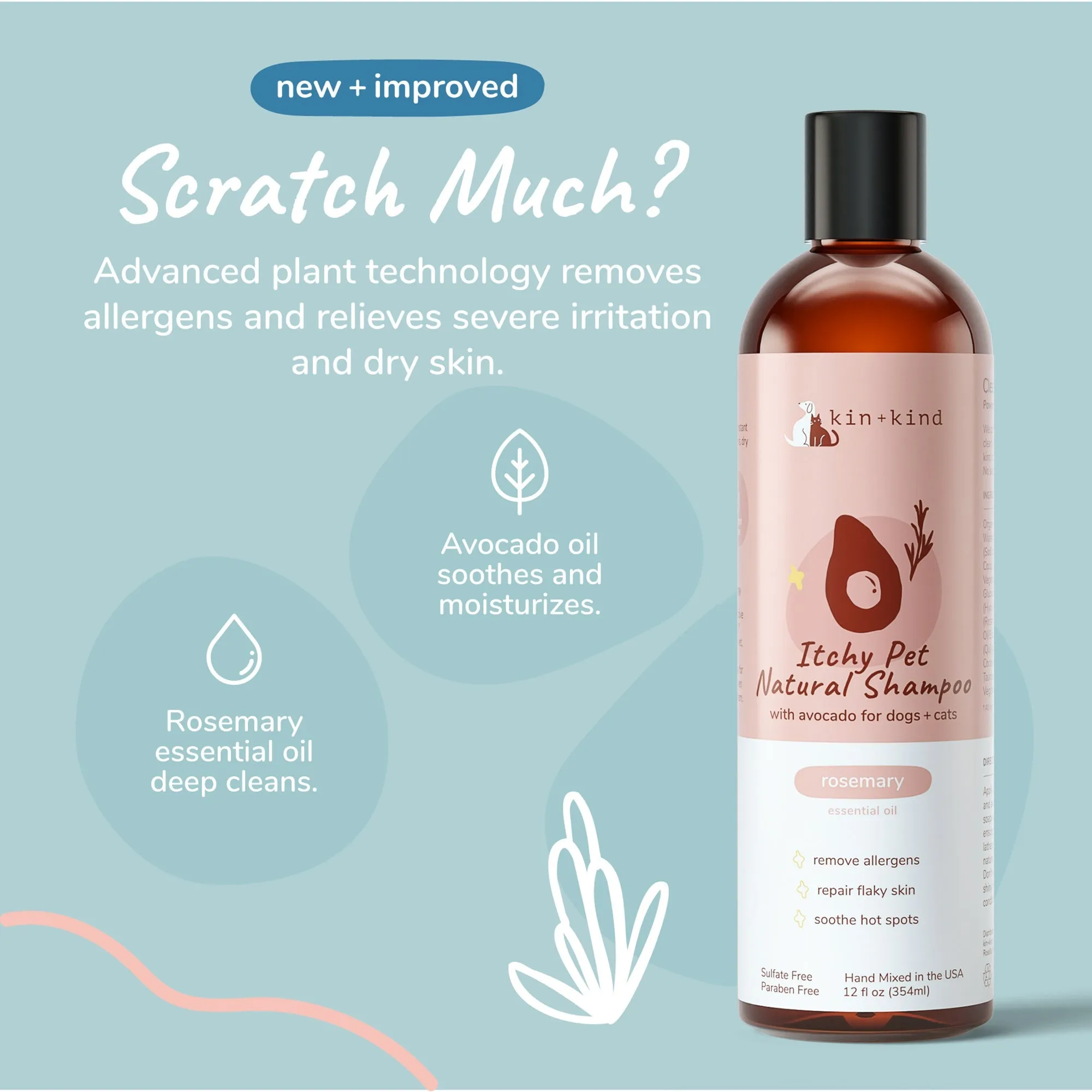 Kin Kind Shampoo Itchy Pet Rosemary/Peppermint 12oz