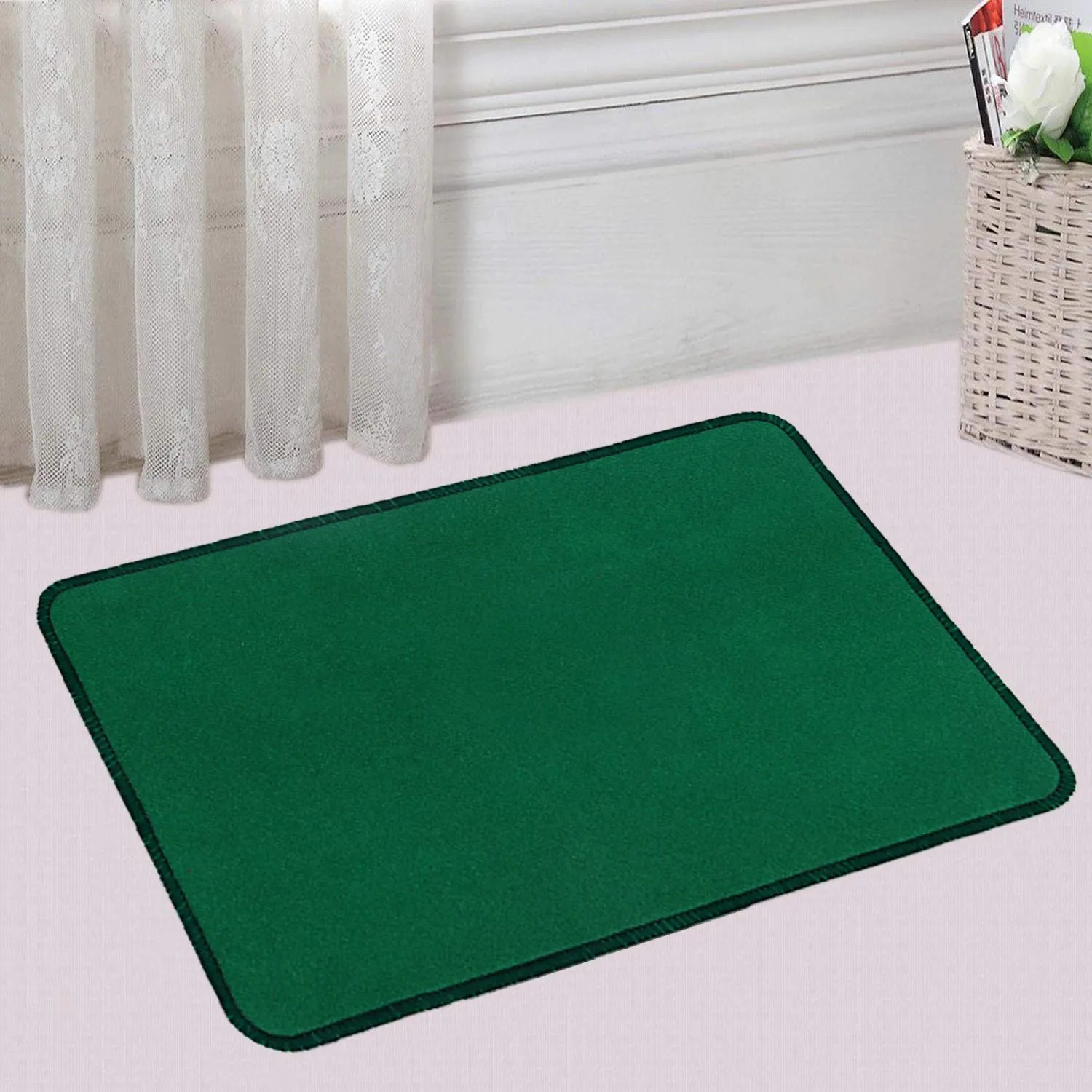 Kuber Industries Microfiber Anti Slip 2 Pieces Bath Mat 22"x14", Red and Green - CTKTC22020