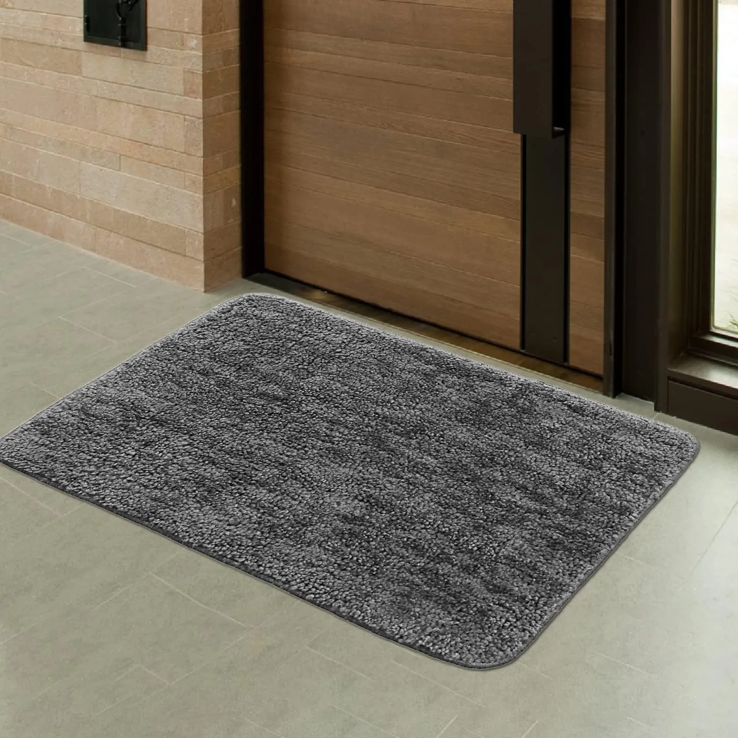 Kuber Industries Pack of 6 Super Soft Door mat|Microfiber Anti-Slip Water Absorbant Fluffy Floor Mat|Entrance Mat for Kitchen,Bedside,Door,Living Room,60x40 cm,Set of 2|Grey Blue Solid