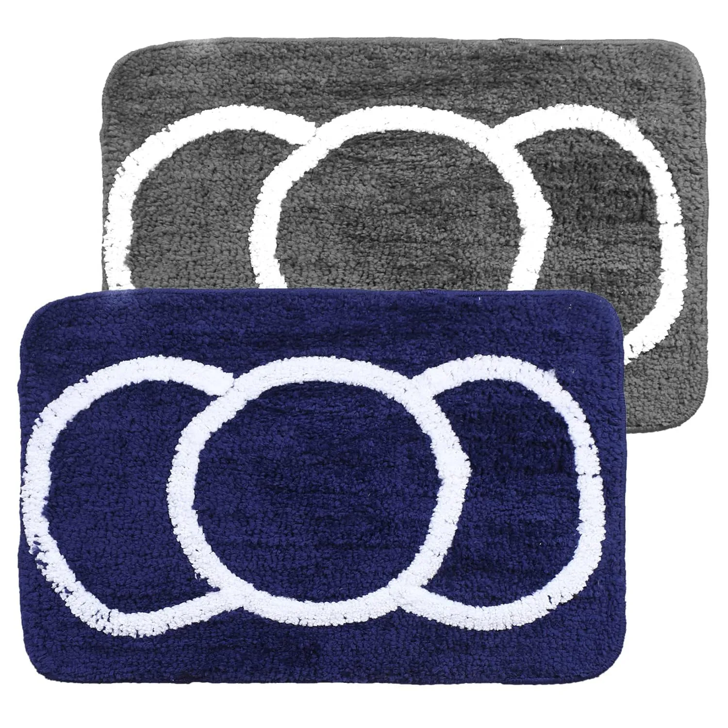 Kuber Industries Super Soft Door mat|Microfiber Anti-Slip Water Absorbant Fluffy Floor Mat|Entrance Mat for Kitchen,Bedside,Door,Living Room,60x40 cm,Set of 2|Blue and Grey (Pack of 4)