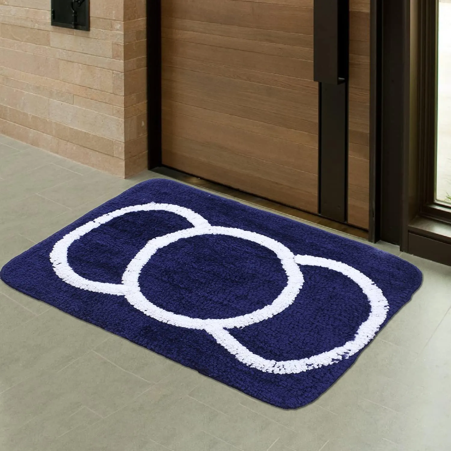 Kuber Industries Super Soft Door mat|Microfiber Anti-Slip Water Absorbant Fluffy Floor Mat|Entrance Mat for Kitchen,Bedside,Door,Living Room,60x40 cm,Set of 2|Blue and Grey (Pack of 4)