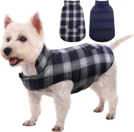 Kuoser Reversible Dog Jacket, Warm Winter Coat, Windproof Dog Clothes, Dark Blue XS