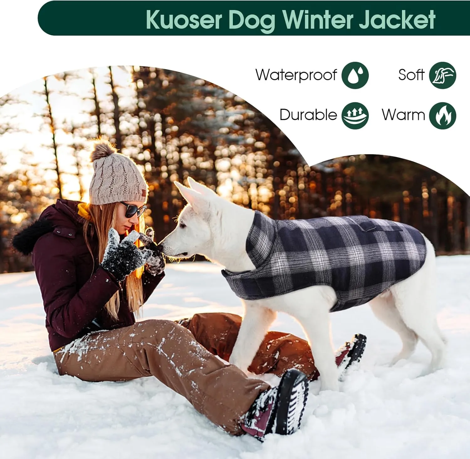 Kuoser Reversible Dog Jacket, Warm Winter Coat, Windproof Dog Clothes, Dark Blue XS