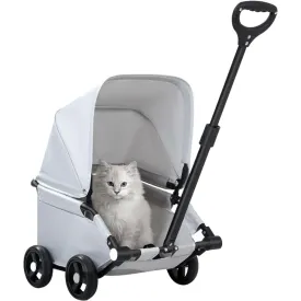 La La Pet 4-Wheel Dog Stroller with Folding Sunshade Collapsible Pet Cart for Outdoor Travel Shopping Walking Suitable for Small Dogs and Cats