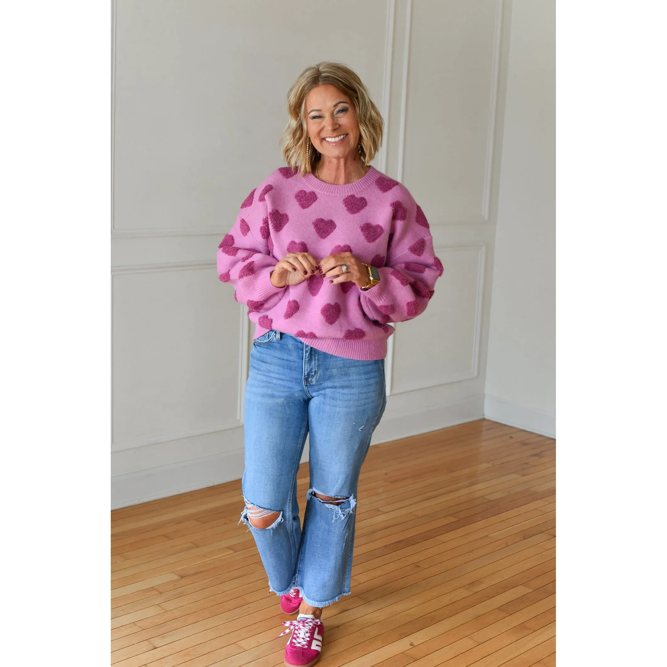Love in Every Stitch Pink Sweater