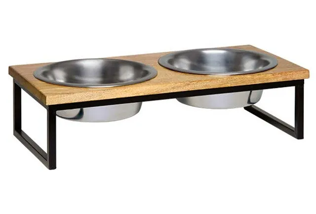 Loving Pets Natural Wooden Top Diner, Large: 2-Quarts