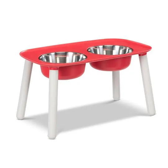 Messy Mutts Elevated Adjustable Double Feeder with Stainless Bowls