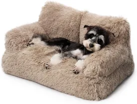 Mewoo Dog Couch, Small Dog Bed with Removable Washable Cover, Cute Cat Couch for Pets, Cat Beds for Indoor Cats with Anti-Slip Bottom (Brown)