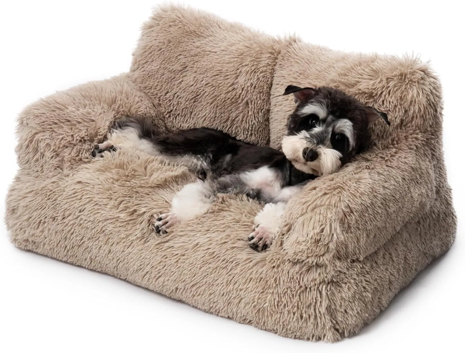 Mewoo Dog Couch, Small Dog Bed with Removable Washable Cover, Cute Cat Couch for Pets, Cat Beds for Indoor Cats with Anti-Slip Bottom (Brown)