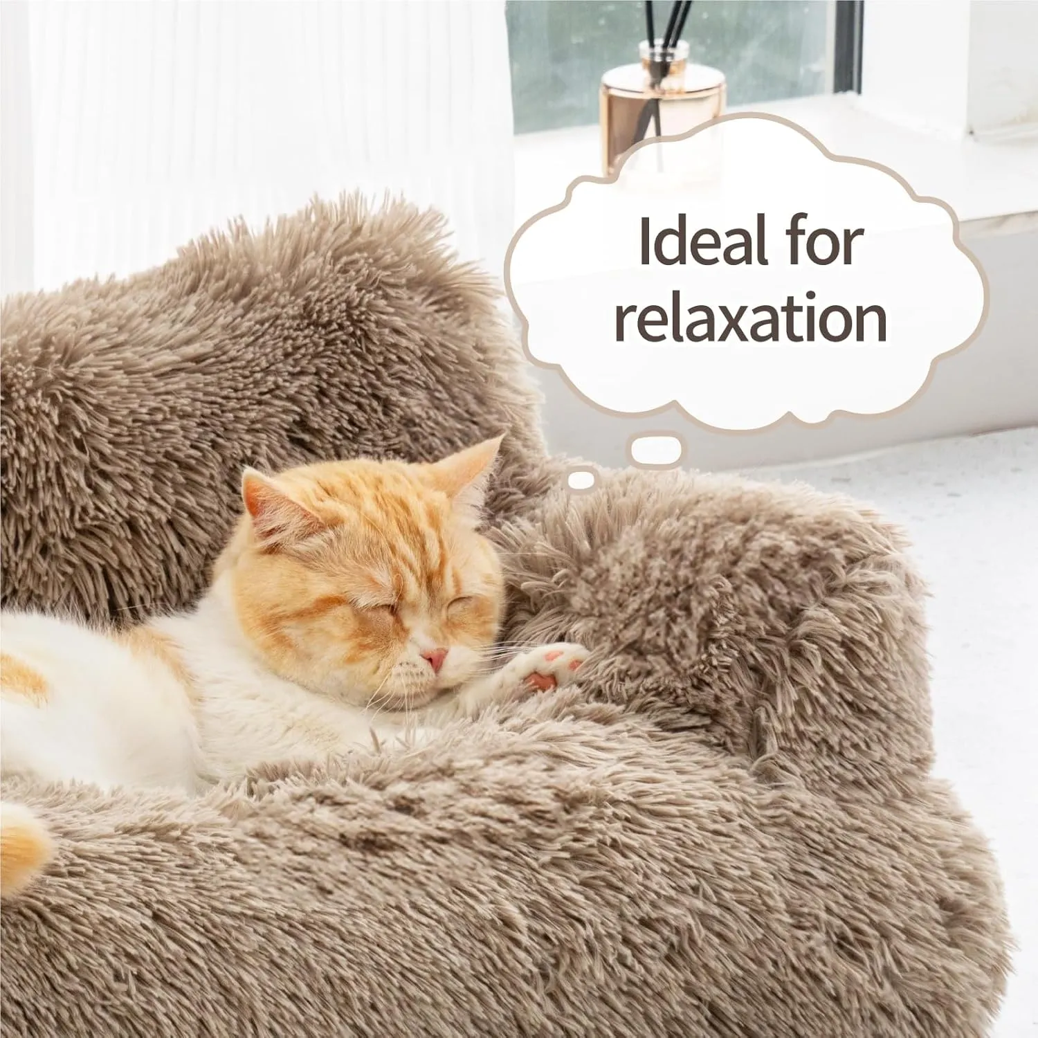 Mewoo Dog Couch, Small Dog Bed with Removable Washable Cover, Cute Cat Couch for Pets, Cat Beds for Indoor Cats with Anti-Slip Bottom (Brown)
