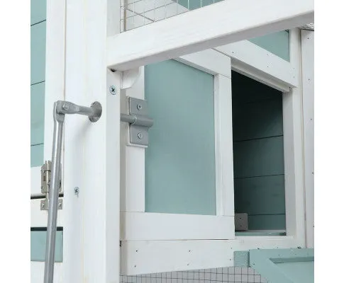 Modern Wooden Outdoor Rabbit Run Enclosure in Mint
