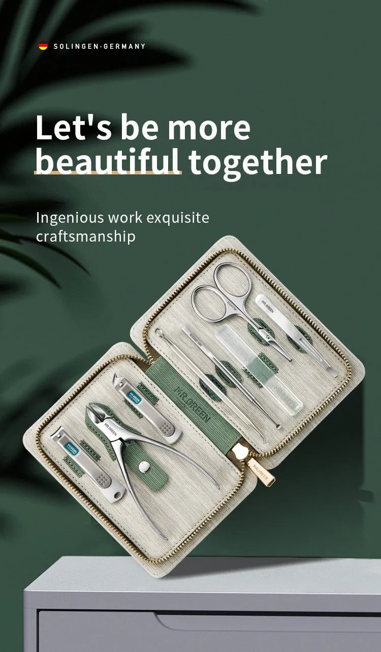 MR.GREEN Professional Manicure Pedicure & Facial Grooming 8pc Medical Grade Travel Kit