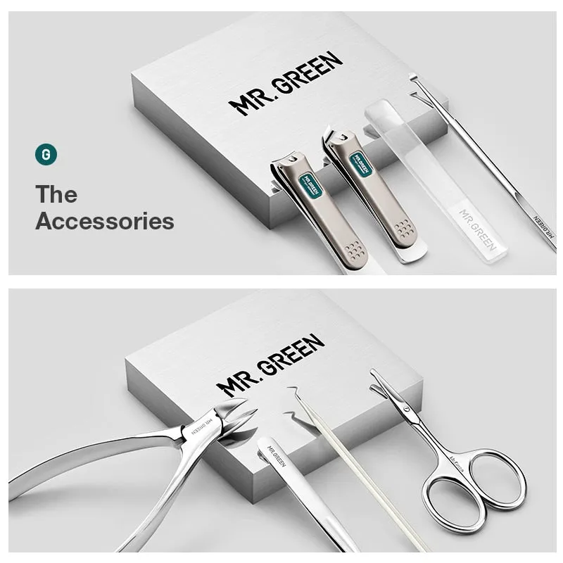 MR.GREEN Professional Manicure Pedicure & Facial Grooming 8pc Medical Grade Travel Kit