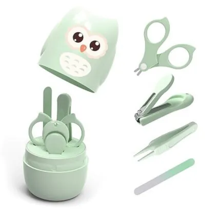 Newborn Nail Trimmer: Owl Baby Nail Care Set - 4-in-1 Baby Manicure Kit with Case - Green