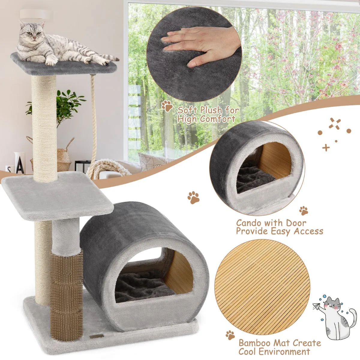 NNECW Multi-level Cat Tree Tower with Top Perch for Pet