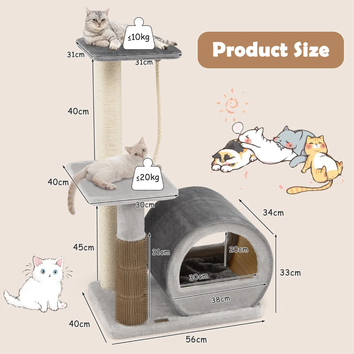 NNECW Multi-level Cat Tree Tower with Top Perch for Pet