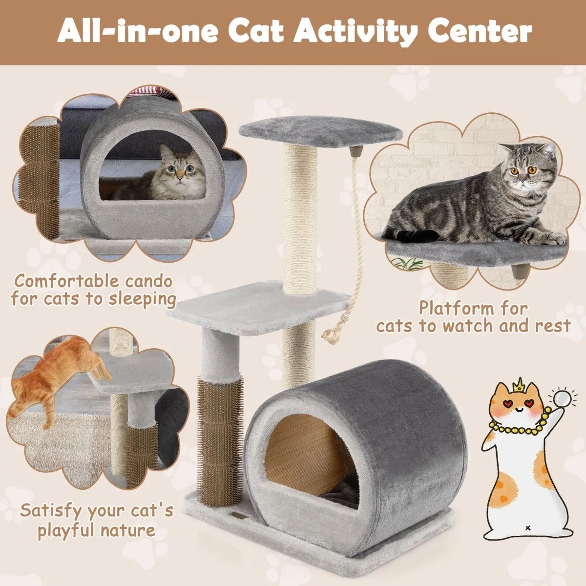 NNECW Multi-level Cat Tree Tower with Top Perch for Pet