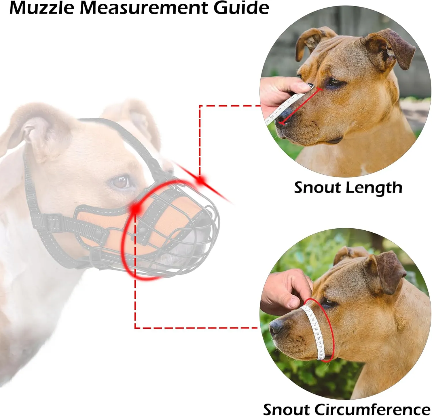 OOPSDOGGY Pitbull Dog Muzzle Reflective Metal Mask Secure Wire Basket Muzzle for Large Sized Dogs Amstaff Soft Cage Muzzle to Prevent Biting Chewing with Adjustable Nylon Straps (Black, Pitbull)