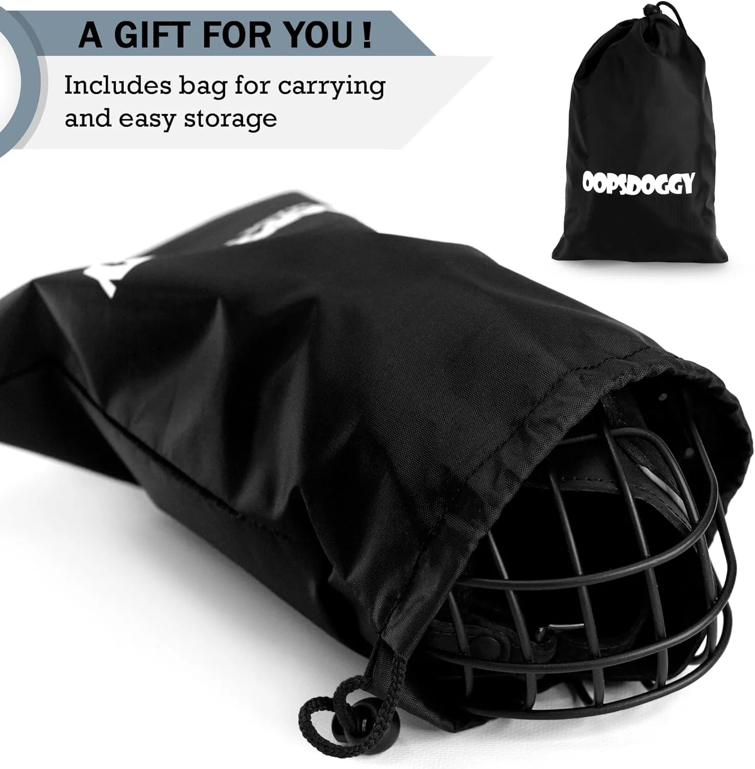 OOPSDOGGY Pitbull Dog Muzzle Reflective Metal Mask Secure Wire Basket Muzzle for Large Sized Dogs Amstaff Soft Cage Muzzle to Prevent Biting Chewing with Adjustable Nylon Straps (Black, Pitbull)