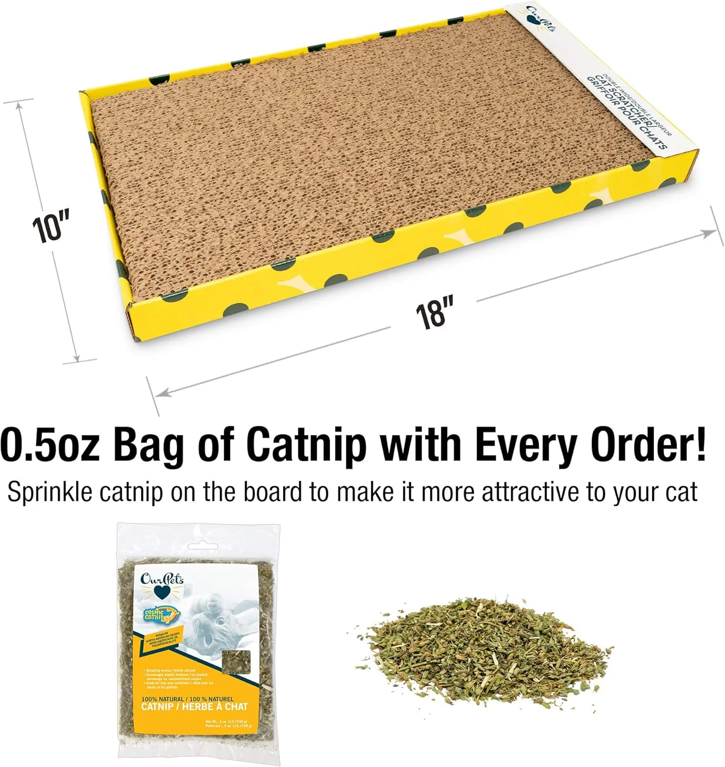 Our Pets Cosmic Cat Scratcher, North-American Grown Catnip Included, Reversible for Twice the Use, 18.13" x 10.13" x 1.25"