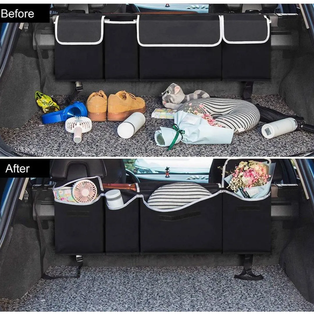 Oxford Cloth Car Trunk Storage Organizer 2X Multi-Purpose Interior Accessories Backseat Black