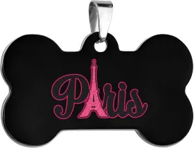 Paris Eiffel Tower Dog Tags for Pets Personalized Cute Dog Name ID Tags Stainless Steel Dog Collar Tag