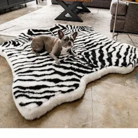 Paw Brands, PupRug™ Animal Print Memory Foam Dog Bed, Zebra Faux Print