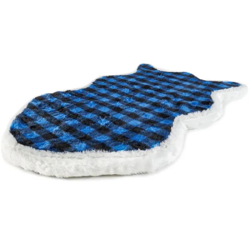 Paw Brands, PupRug™ Faux Fur Orthopedic Dog Bed, Curve Blue Buffalo Plaid