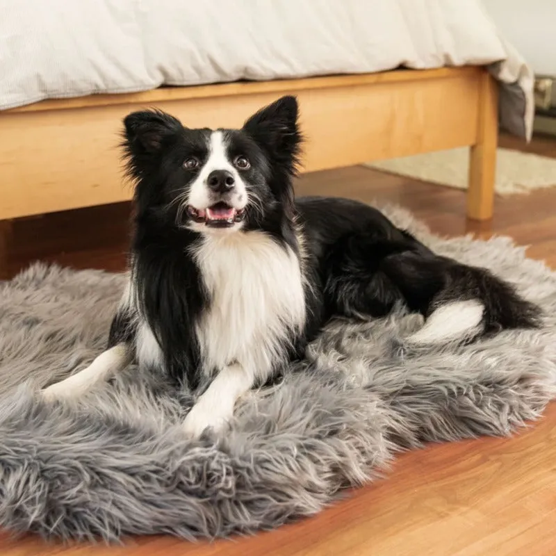 Paw Brands, PupRug™ Faux Fur Orthopedic Dog Bed, Curve Charcoal Grey