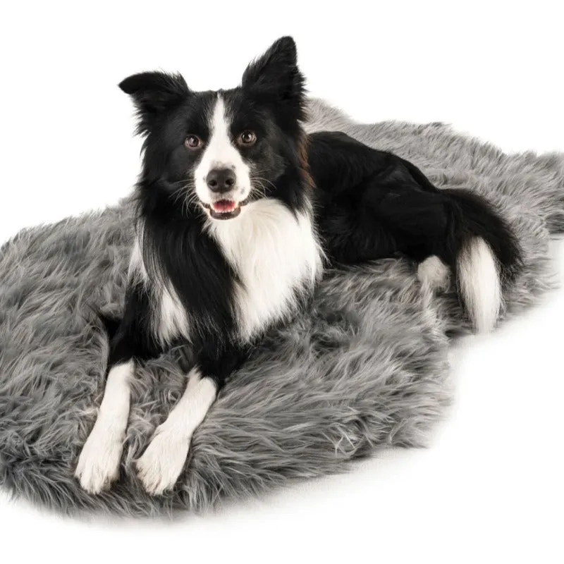 Paw Brands, PupRug™ Faux Fur Orthopedic Dog Bed, Curve Charcoal Grey
