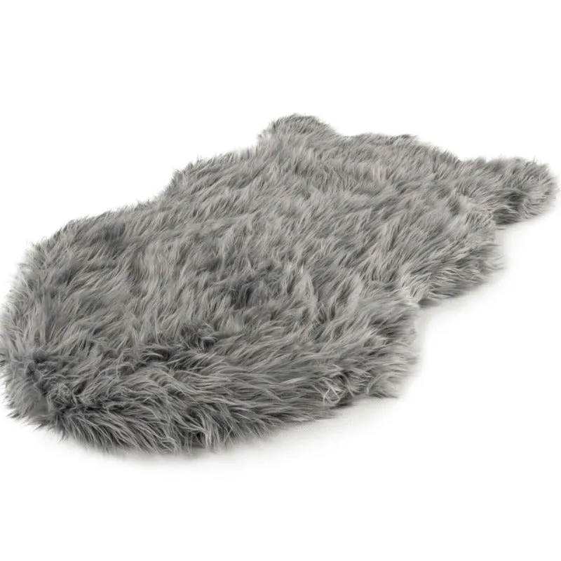 Paw Brands, PupRug™ Faux Fur Orthopedic Dog Bed, Curve Charcoal Grey