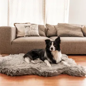 Paw Brands, PupRug™ Faux Fur Orthopedic Dog Bed, Curve Charcoal Grey