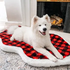 Paw Brands, PupRug™ Faux Fur Orthopedic Dog Bed, Curve Red Buffalo Plaid