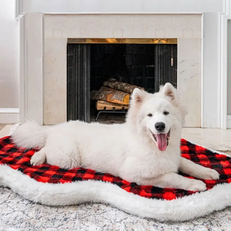 Paw Brands, PupRug™ Faux Fur Orthopedic Dog Bed, Curve Red Buffalo Plaid
