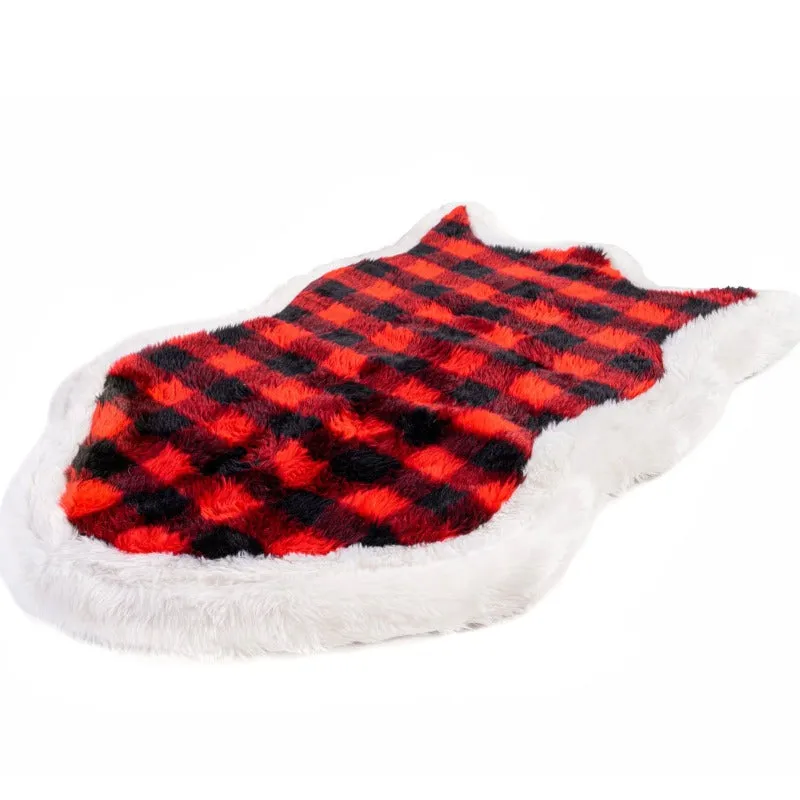 Paw Brands, PupRug™ Faux Fur Orthopedic Dog Bed, Curve Red Buffalo Plaid