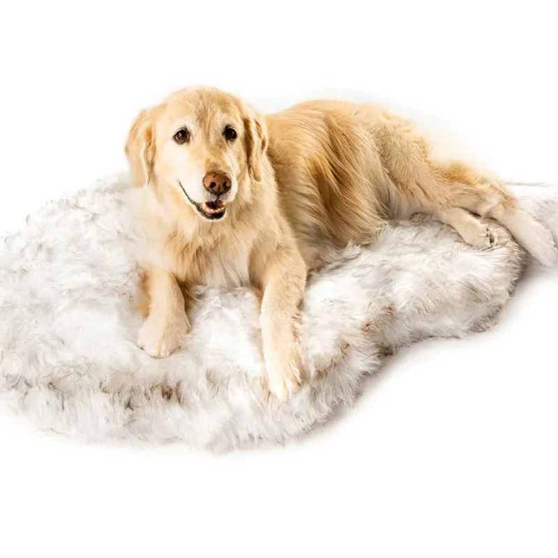 Paw Brands, PupRug™ Faux Fur Orthopedic Dog Bed, Curve White