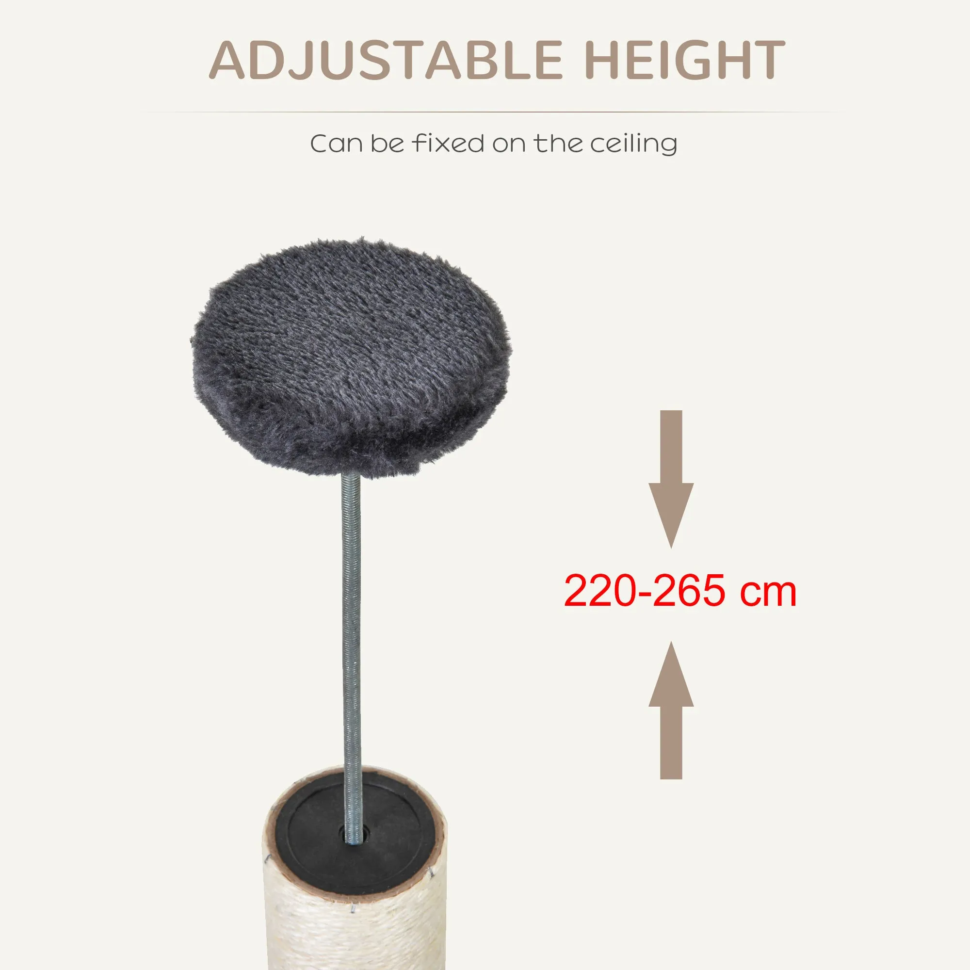 PawHut 5-Tier Grey Sisal Multi-Level Cat Tree Tower with Scratching Posts