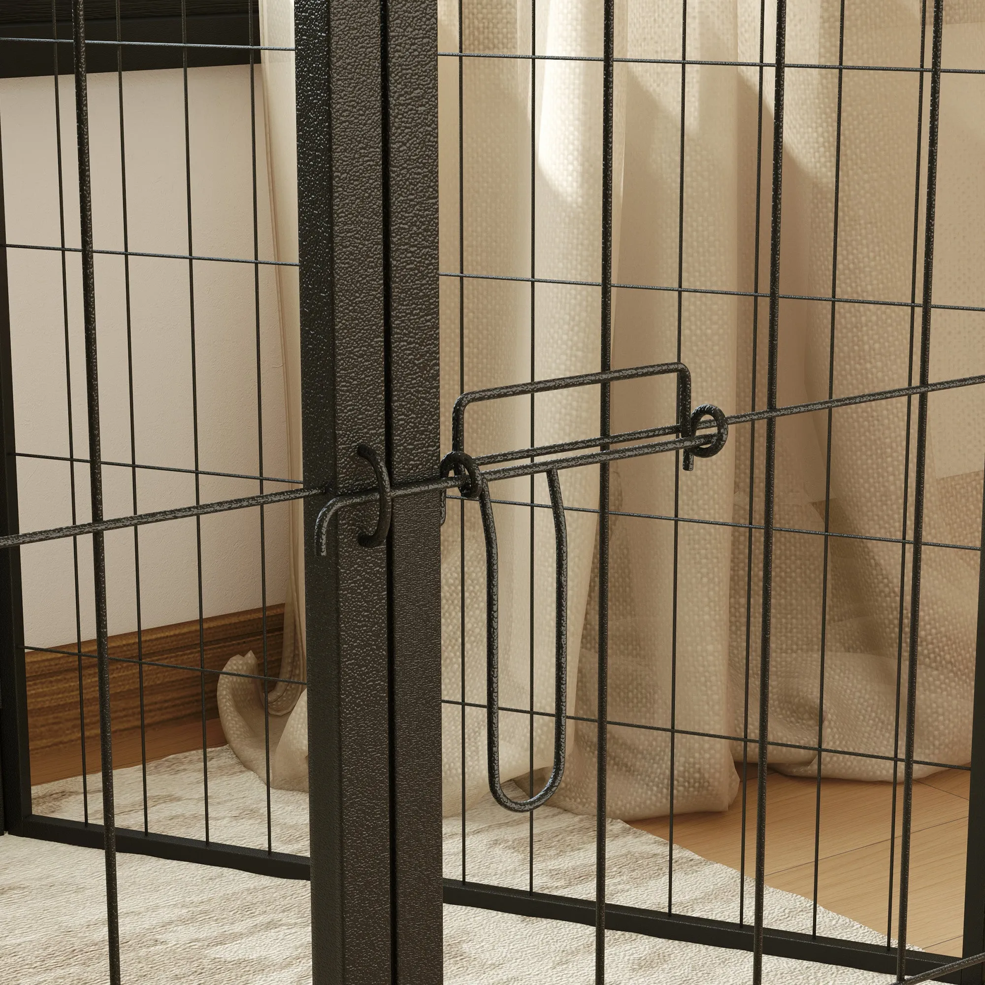 PawHut 6 Panels Dog Playpen, Portable Detachable Puppy Pen with Door, for Large Dogs, 100cm High, Black