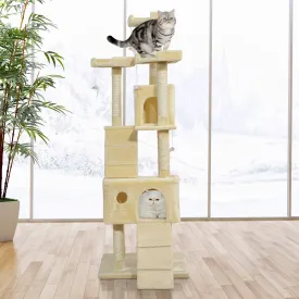 PawHut Cat Tree Scratching Post 27L27W28.5H cm-Beige